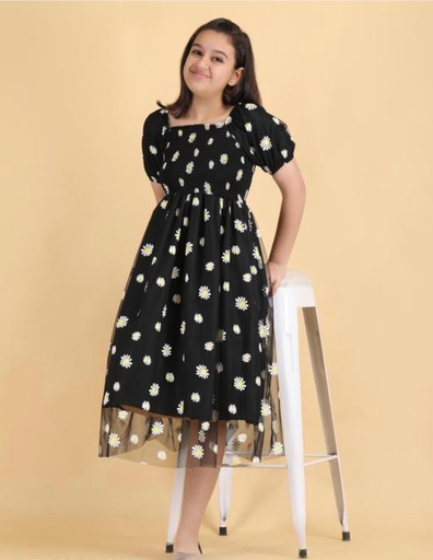 Flawsome funky girl frocks & dresses- black 9-10 years
