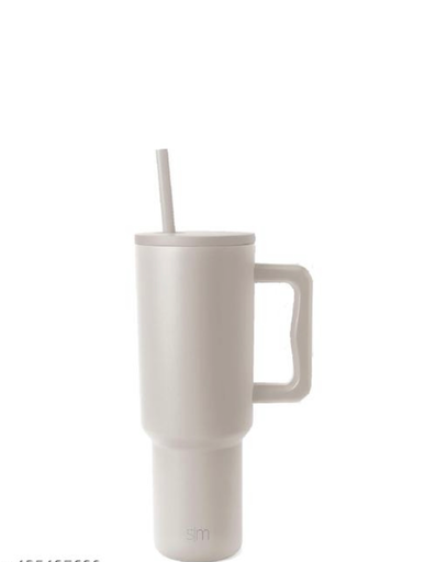 1200ml tumbler with handle and straw lid double insulated cup reusable  grey 